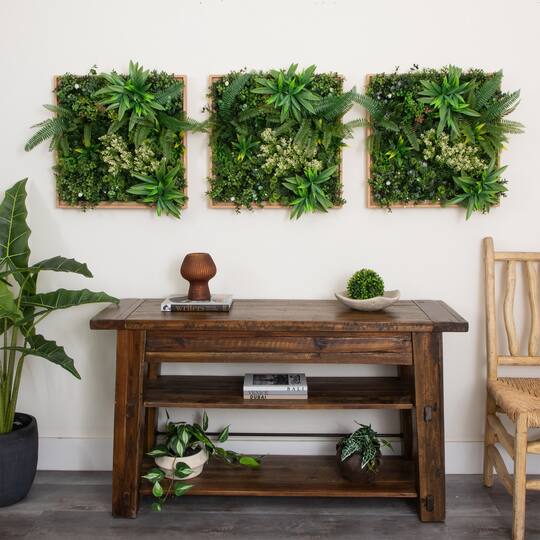 20" Framed Queensland Rainforest Artificial Living Wall Art Panel